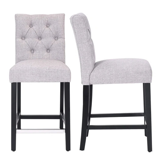 Upholstered Counter Stool with Solid Wood Frame (Set of 2)