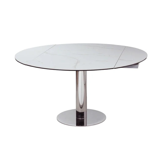 Extendable Round Metal Base Dining Table